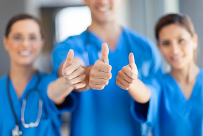 group of nurse giving thumbs up